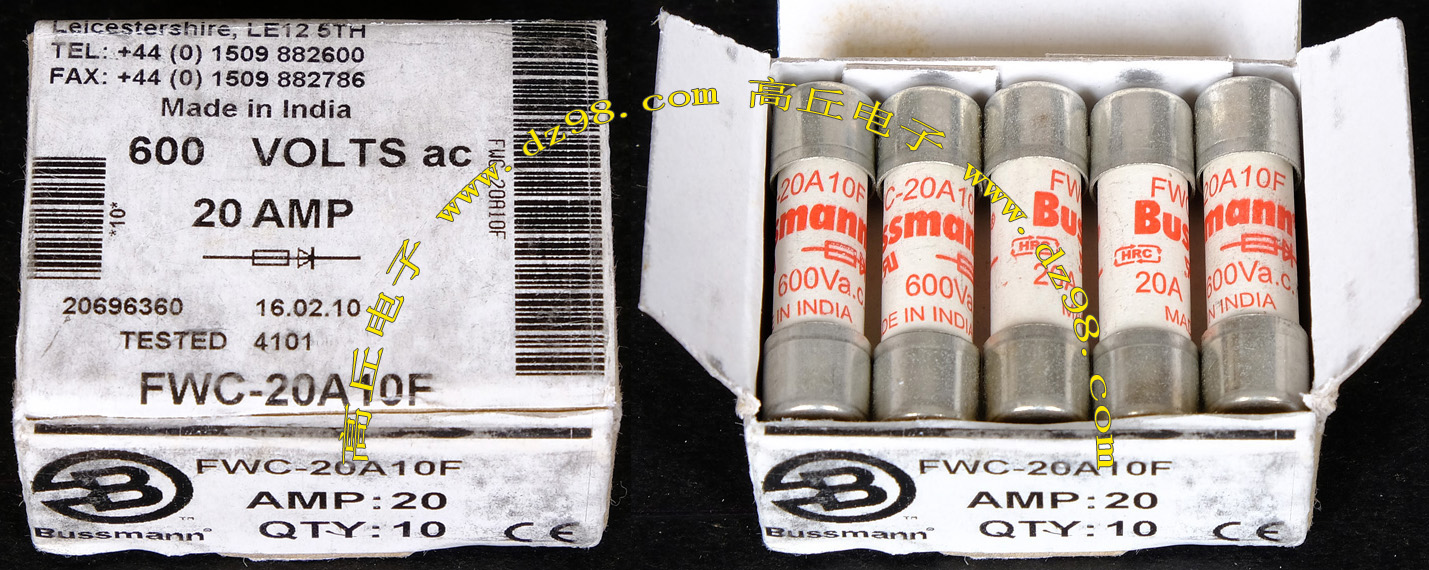 Bussmann巴斯曼FWC-20A10F 10x38 20A 600V 保险丝熔断器 25A 32A