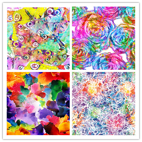 A0656矢量抽象水彩风格背景底纹蝴蝶花朵 AI设计素材