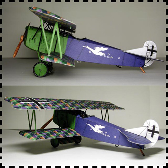 fokker d-vii双翼战斗机1:33纸模型 手工制作立体纸艺 diy