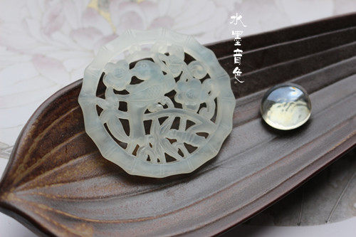 水墨音色 古装项圈 宫绦 玉佩配件 cos/ DIY材料 天然岫玉花鸟
