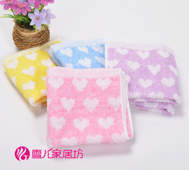 纯棉方巾小毛巾桃心全棉礼巾礼物