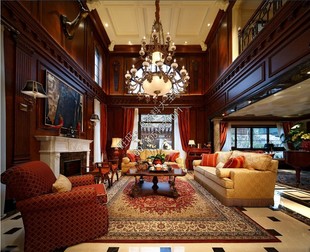 风格 欧式 实景照片豪宅别墅样板房 护墙板设计美式 别墅豪宅设计