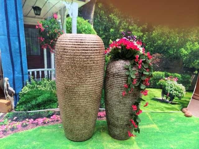 新款做旧螺纹喷釉效果 组合陶罐红泥陶花盆园林用品