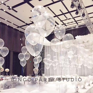 透明星星气球加厚圆形羽毛串灯球中球生日派对婚礼布置幼儿园装饰