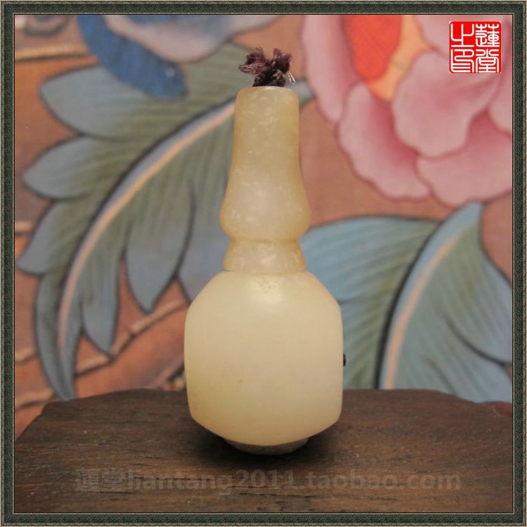 ◣蓮堂◥苏工纯手工藏式 和田玉复古水滴型佛头/三通14.6mm