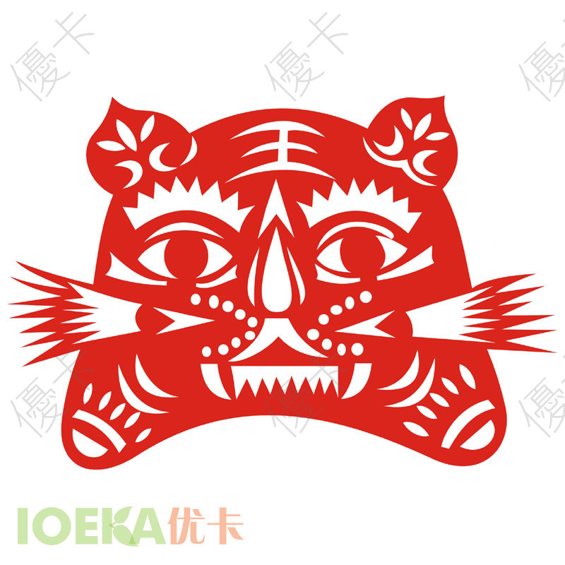 不干胶窗花剪纸墙贴学校商铺玻璃贴十二生肖剪纸系列【虎】ch0175