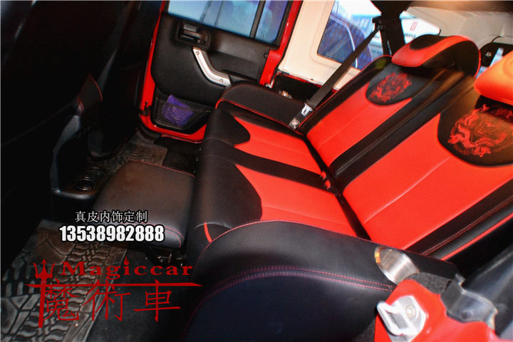广州高端名车汽车内饰升级工厂jeep牧马人改装电动后排座椅带脚托