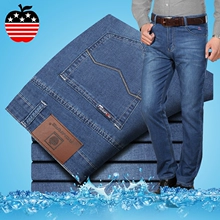 Apple jeans nam đích thực mùa xuân và mùa hè mỏng cổ điển cotton trung niên cao eo thẳng lỏng trung niên cha