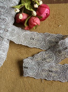 129D 优惠价客供日单  灰豆咖色网底丝线蕾丝花边 3cm宽 2.8元1米