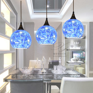 波西米亚小吊灯走廊餐厅个性吧台三头吊灯阳台创意地中海蓝色灯具