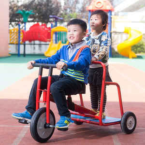 幼儿园专用童车 户外健身三轮游戏车 双人红色三轮车兜风车 防夹
