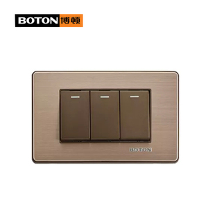 正品 博顿 墙壁开关V6 118拉丝面三开