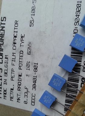 老款PHILIPS BCVISHAY MKT370薄膜电容器0.33UF/63V 334 330NFP=5
