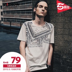 Summer viishow2015 new national floral short sleeve t-shirt short sleeve men's t shirts short sleeve crew neck