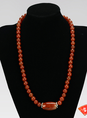 四川凉 山天然南红玛瑙项链 樱桃红火焰红。颈链  银配饰 时尚