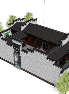 sketchup多款木屋仿古建筑小屋木 徽派别墅海边观景台房SU模型