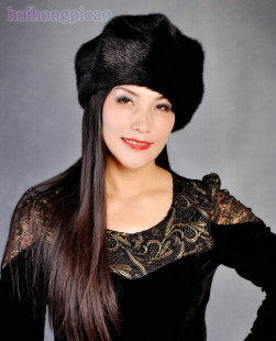 高档进口水貂秋冬季女士八角帽貂皮帽子女款貂帽整貂皮护耳保暖帽