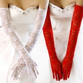 新娘手套婚纱礼服手套蕾丝袖 套加长过胳膊肘保暖遮疤痕性感长手套