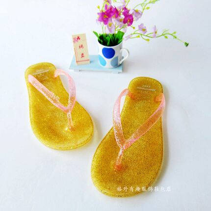 公主范夏季亮晶晶水晶夹脚果冻闪粉塑料女款潮人字拖沙滩凉鞋包邮