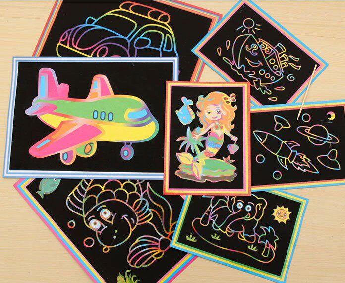 儿童手工礼品diy制作玩具刮刮画 炫彩刮画刮卡纸带刮棒超值19包邮