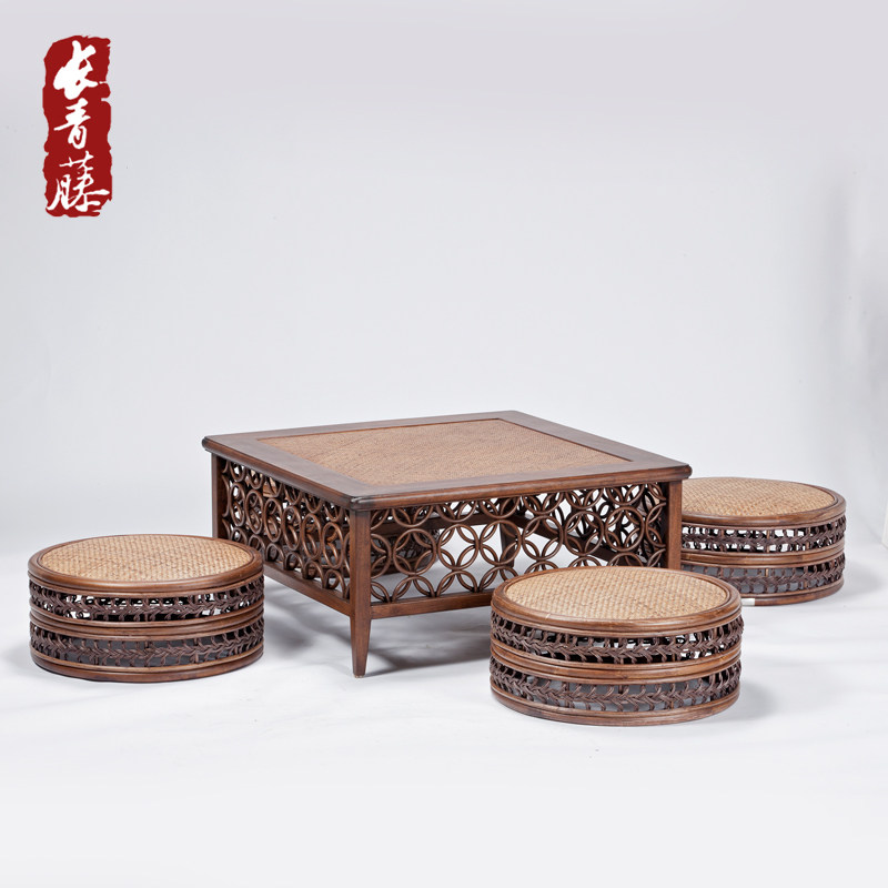 长青藤 真藤编织榻榻米茶几矮桌 日式蒲团茶几茶桌窗台禅意小茶桌