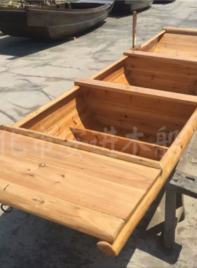 河道垃圾保洁船打鱼木船木船渔船
