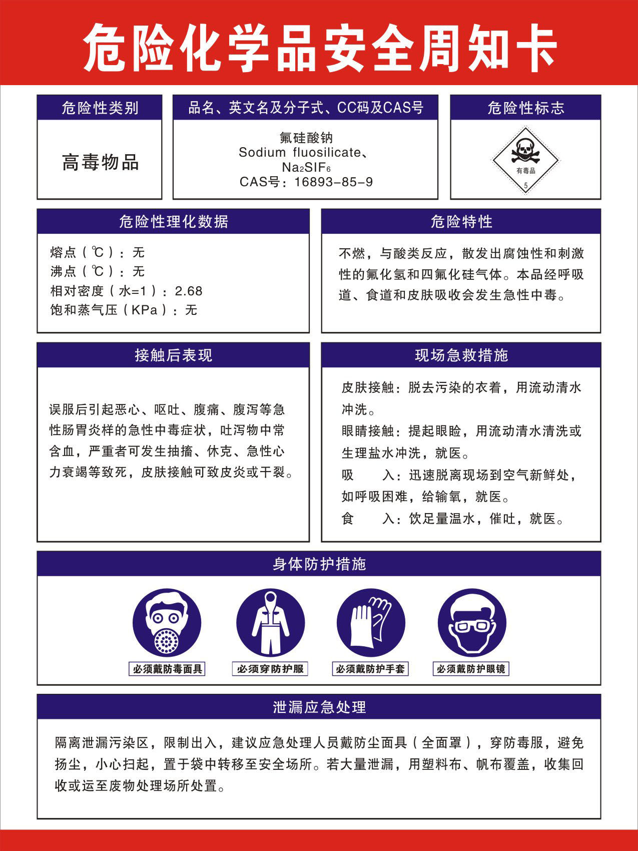 740海报印制展板写真喷绘贴纸902职业病安全周知卡8氟硅酸钠