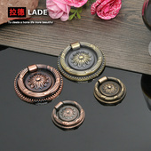 浴室柜把手 橱柜衣柜隐形拉环 拉德 圆形单孔青古铜抽屉拉手欧式