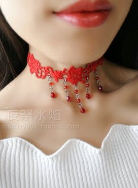 欧美蕾丝水晶敬酒服新娘头饰项链