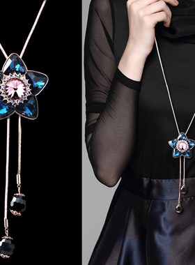 五角星水晶长款高档韩版毛衣链