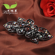 Bagen grass rose Barrette crystal-encrusted retro clip top clip spring clip ponytail Chuck Korea headwear