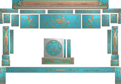 包邮高清设计素材木雕素材精雕图灰度图精品财源滚滚沙发2御翔