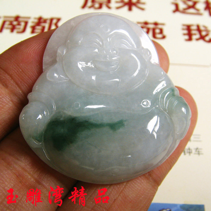 玉雕湾天然翡翠吊坠佛冰糯种飘花