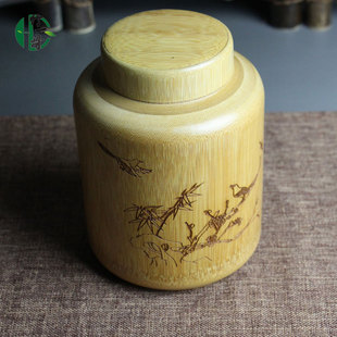 大号竹制雕刻茶罐 密封茶叶罐 竹桶竹筒 茶叶桶 茶筒 醒茶叶盒子
