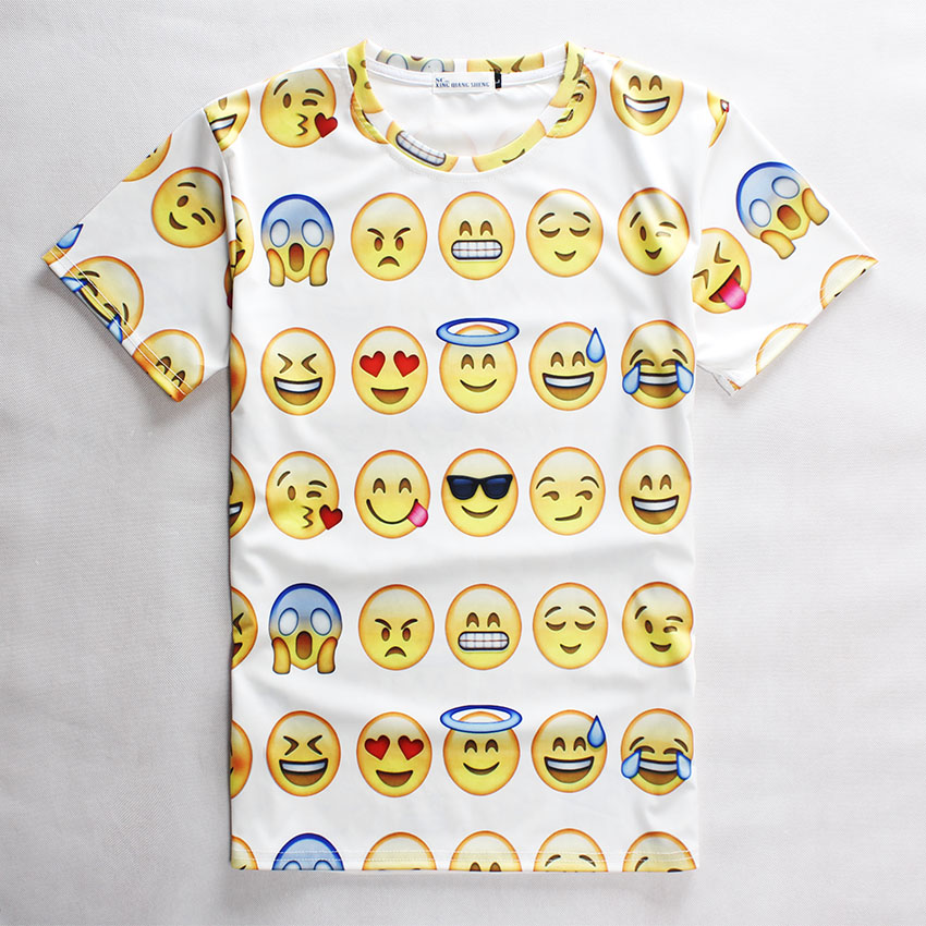 2018夏季QQ表情包上衣服男女情侣装班服短袖emoji笑脸搞笑可爱T恤