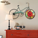 钟表美式 复古壁挂件潮流装 个性 创意自行车艺术挂钟客厅家用时尚 饰