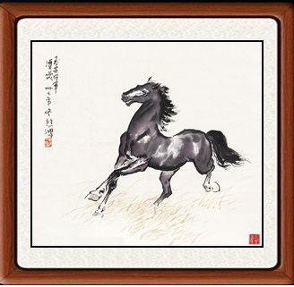 装饰画国画字画真迹客厅八骏图动物画挂画仿徐悲鸿塞上战马赠装裱