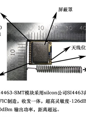 超小SI4463无线模块/远距离/si4432/穿墙王/si4463/915M/2000米