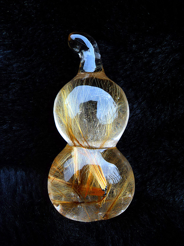 晶山角商城天然发晶葫芦吊坠