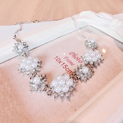 New Korea exaggerated rhinestone Pearl Necklace fashion in Europe and America celebrity Fan Suo bone chains short necklace women''s accessories