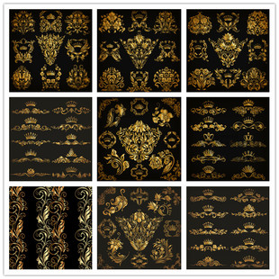 华丽金色欧式 EPS格式 巴洛克风格 饰皇冠图案 纹样装 矢量设计素材