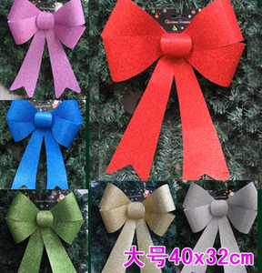60/35/20CM圣诞节蝴蝶结PVC金葱粉节日装饰婚庆商场礼品大蝴蝶结