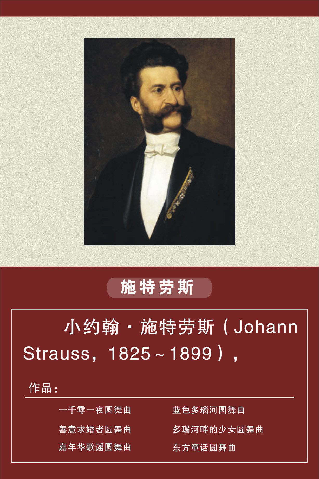 733海报印制展板写真喷绘920校园文化音乐室音乐家介绍施特劳斯