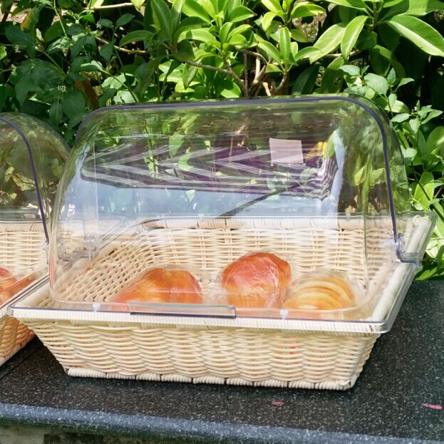 带盖托盘长方形水果时尚仿藤编