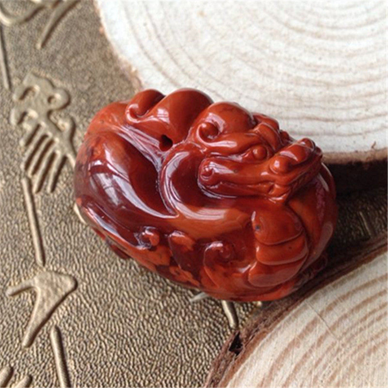 精品川料南红玛瑙貔貅雕件 天然火焰红瑞兽雕刻挂件项坠