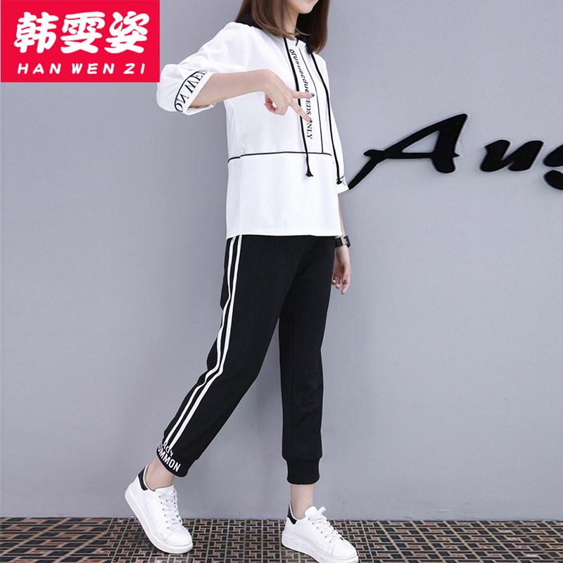 初中高中学生运动套装女韩版女装宽松五分袖连帽卫衣九分裤两件套|ruв категории Женская одежда, костюм/студенты школьную форму/обмундирования, досуг, спортивный костюм - от Buy2taobao.com для оказания профессиональной услуги покупки агента Taobao