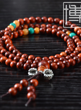 猫眼紫檀木男女款本命年佛珠手链