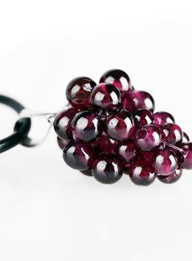 天然吊坠石榴石手编黑皮绳