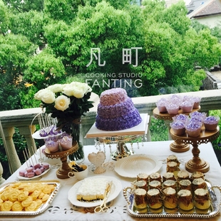 紫色系 婚礼翻糖甜品桌 蛋糕 上海 凡町 宴会茶歇 派对套餐订制