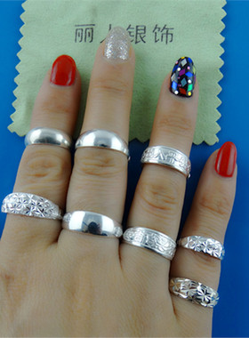 包邮99纯银对戒满天星戒指情侣